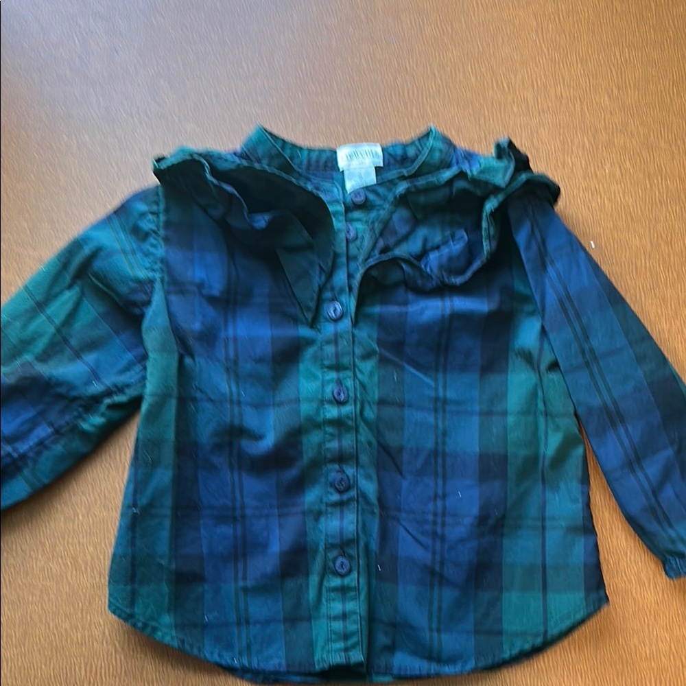 Crewcuts Green and Blue Plaid Button Down‎ Shirt